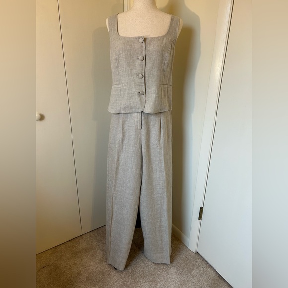 J.Crew NWOT SZ 6 100% NATURAL LINEN Wide-leg Essential Pant 100% linen - Picture 4 of 15